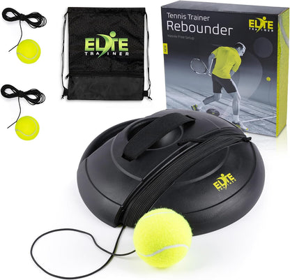 Tennis Rebound Ball Set | Heavy Duty Power Base, No Filling Required | Three Tennis Balls, Long Elastic Rope, and Drawstring Bag | Premium Solo Training Equipment for Any Skill Level