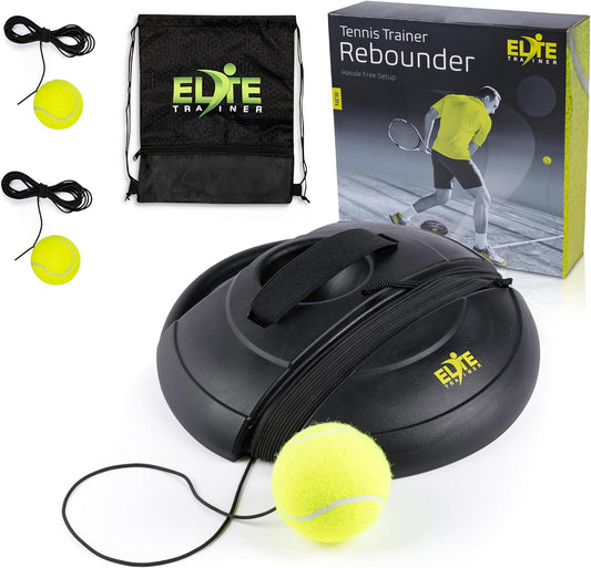 Tennis Rebound Ball Set | Heavy Duty Power Base, No Filling Required | Three Tennis Balls, Long Elastic Rope, and Drawstring Bag | Premium Solo Training Equipment for Any Skill Level