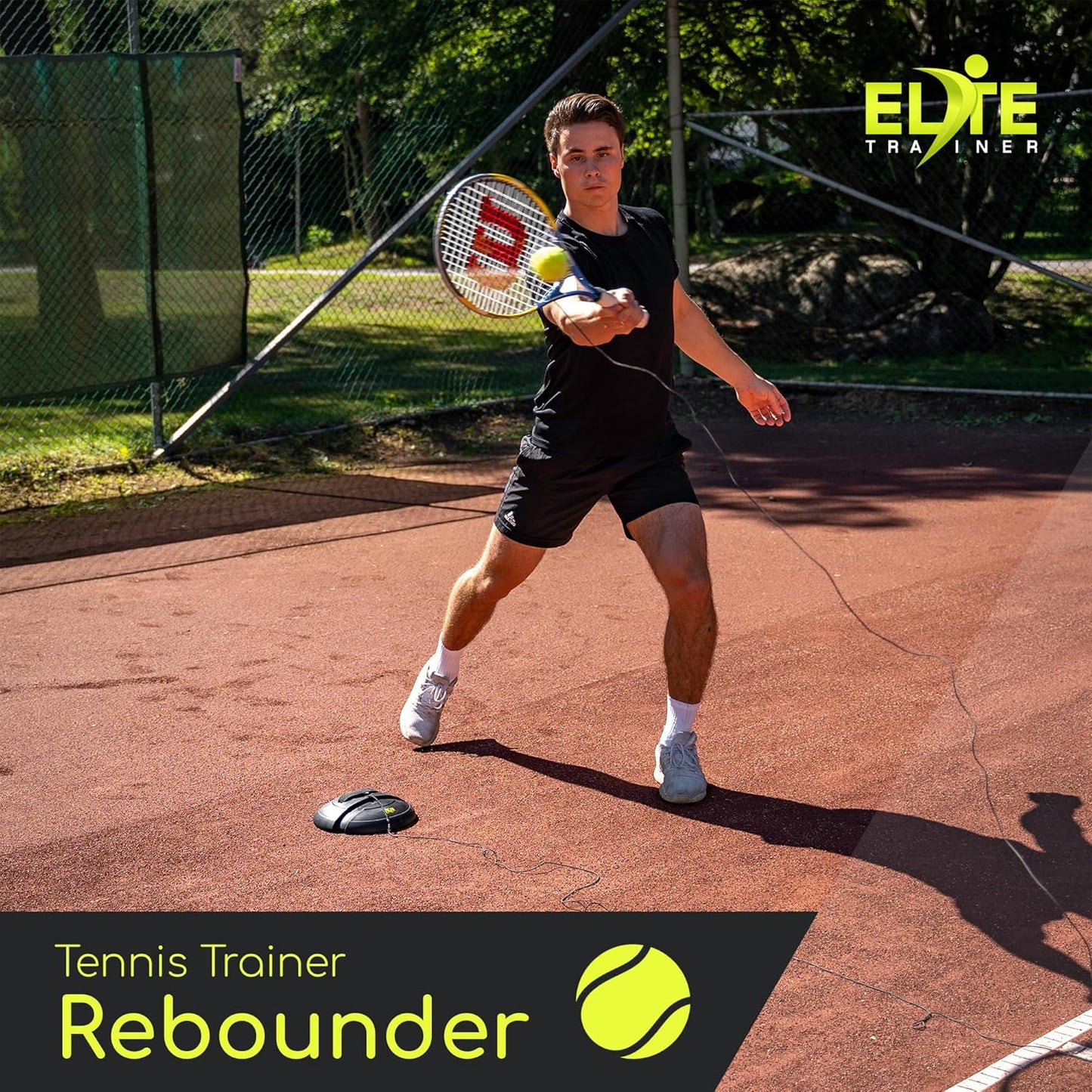 Tennis Rebound Ball Set | Heavy Duty Power Base, No Filling Required | Three Tennis Balls, Long Elastic Rope, and Drawstring Bag | Premium Solo Training Equipment for Any Skill Level