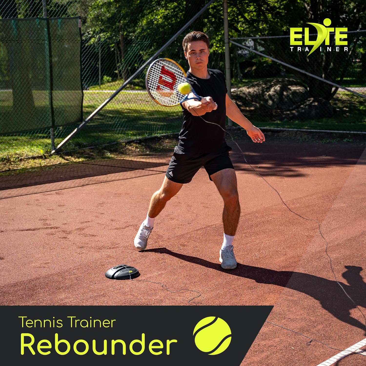 Tennis Rebound Ball Set | Heavy Duty Power Base, No Filling Required | Three Tennis Balls, Long Elastic Rope, and Drawstring Bag | Premium Solo Training Equipment for Any Skill Level