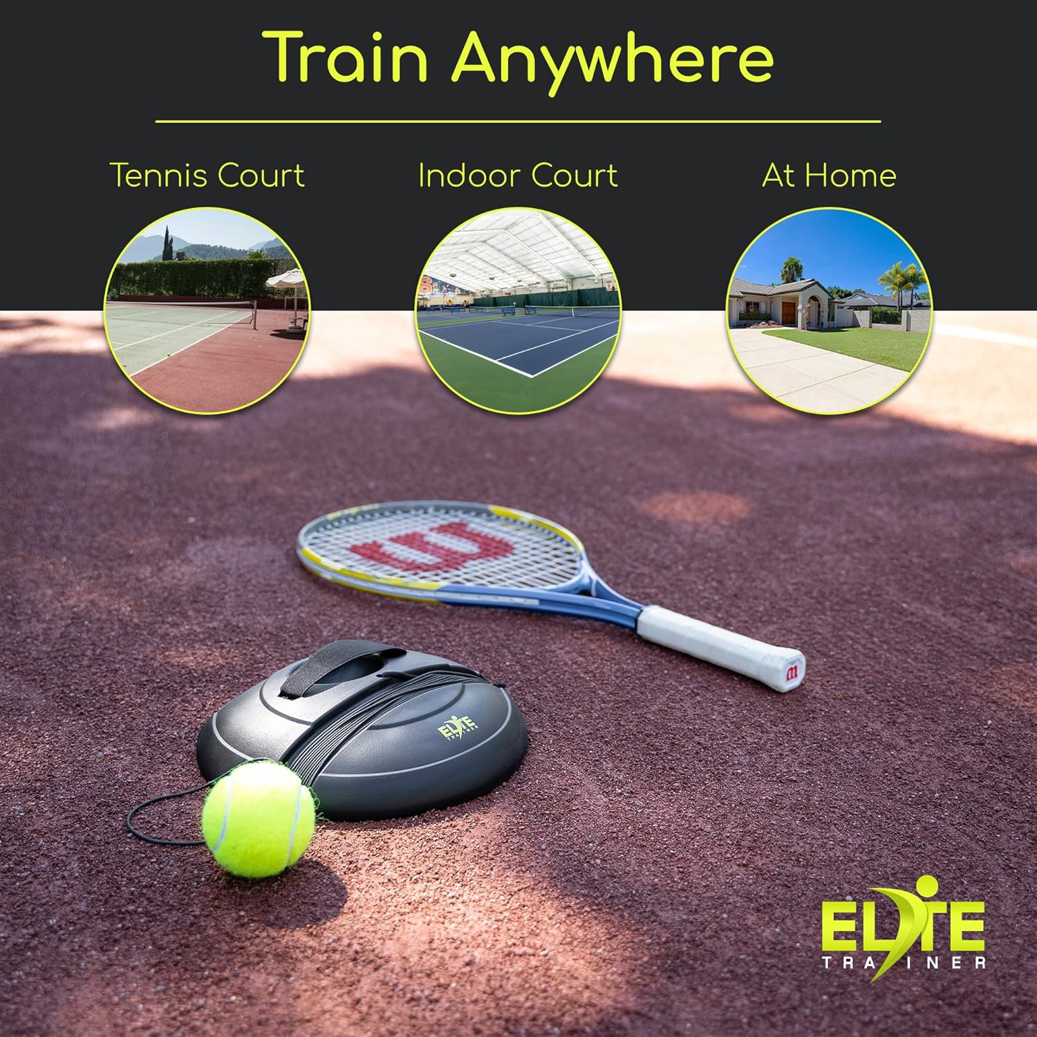 Tennis Rebound Ball Set | Heavy Duty Power Base, No Filling Required | Three Tennis Balls, Long Elastic Rope, and Drawstring Bag | Premium Solo Training Equipment for Any Skill Level